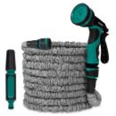 Flexible garden hose 20m | Incl. wall bracket, spray nozzle and multi-spray
