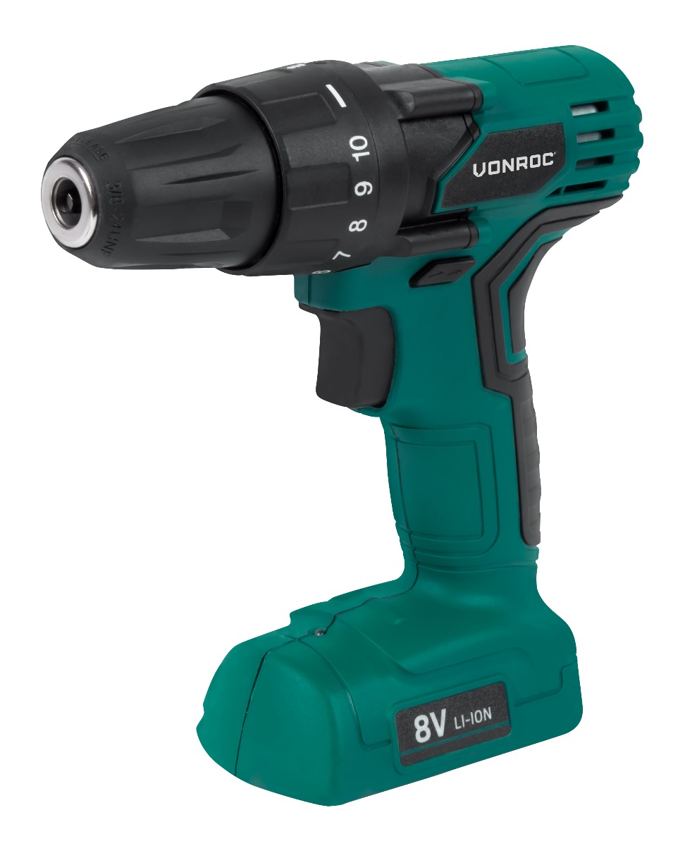 VONROC Trapano A Batteria 8V. Incl. Caricabatterie E Vite Doppia Punta Da 50mm. Per Forare E Avvitare 10 VONROC CD508DC Trapano a batteria 8V