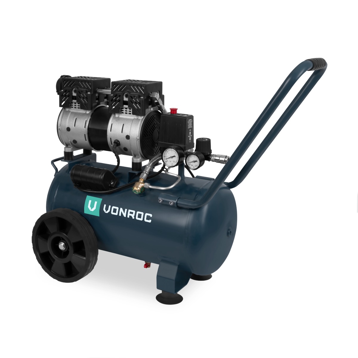 Compressore d'aria silenzioso PRO - 57,5dB | 24 Lt - Senza olio - 750W – Antracite