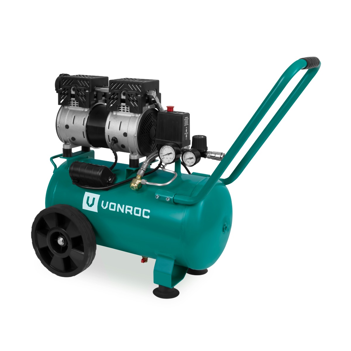 Compressore d'aria silenzioso PRO - 57,5dB | 24 Lt - Senza olio - 750W – Color verde