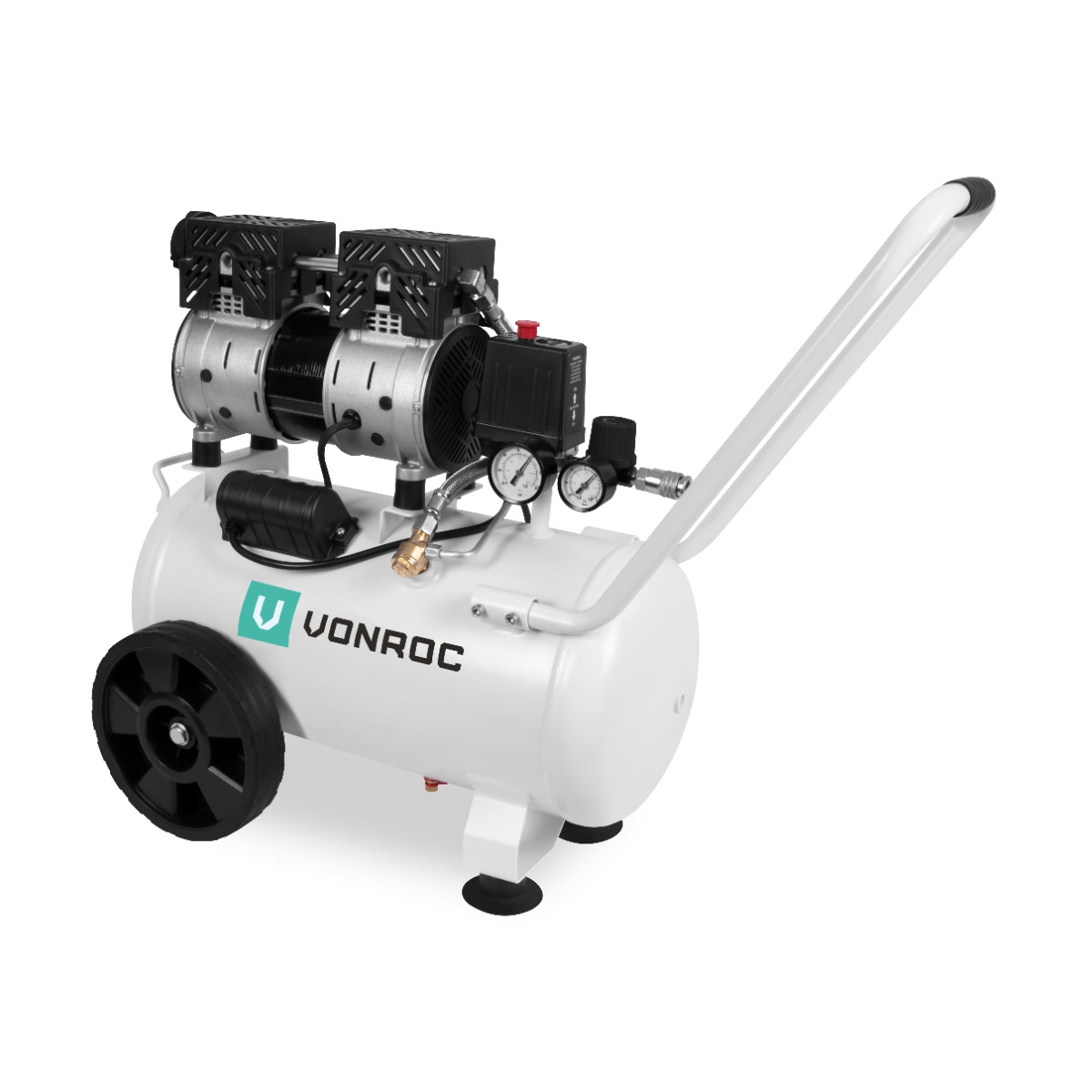 Compressore d'aria - 57,5dB | 24 Lt - Senza olio - 750W – Bianco