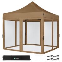 Gazebo Easy-Up - 3x3 m | Set incl. Pareti Laterali con Zanzariera - Beige