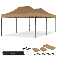 Gazebo da giardino - 6x4,5 m - Tenda Premium Easy-Up | Set incl. 2 Tende e 1 Kit di Collegamento -  Beige