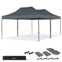 Tenda da Party - 6x4,5 m - Tenda Premium Easy-Up | Set incl. 2 Tende e 1 Kit di Collegamento - Grigio