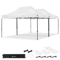 Tenda da Party - 6x4,5 m - Tenda Premium Easy-Up | Set incl. 2 Tende e 1 Kit di Collegamento - Bianco