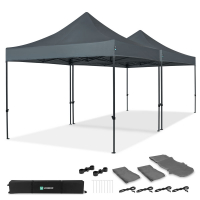 Gazebo Easy-Up – 6x3 m | Set incl. 2x Gazebo e 1x Sistema di Collegamento - Grigio