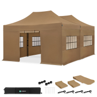 Gazebo da giardino - 6x4,5 m - Tenda Premium Easy-Up | Set incl. 2 Tendoni, Pareti Laterali e Kit di Collegamento - Beige