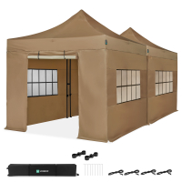 Party Tent - 6x3 m - Premium Easy-Up Party Tent | Set incl. 2x Tent, Sidewalls and Connection Kit - Beige