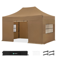 Gazebo 3x4,5 m - Tenda Premium Easy-Up | Set con pareti laterali – Beige