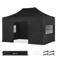 Tenda per feste - 3x4,5 m - Tenda Premium Easy-Up | Set con pareti laterali – Nero