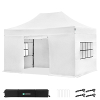 Tenda per feste - 3x4,5 m - Tenda Premium Easy-Up | Set con pareti laterali – Bianco