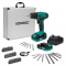 Trapano avvitatore a batteria 20V | Incl. 2x batteria 2.0Ah, caricabatterie rapido e 46 accessori in valigetta di lusso