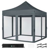 Gazebo Easy-Up - 3x3 m | Set incl. Pareti Laterali con Zanzariera - grigio
