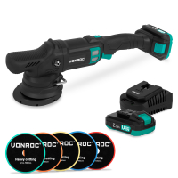 Lucidatrice Rotorbitale PRO 20V – Ø 125mm | Inclusa 2x batteria 2.0Ah, caricatore rapido e 5 dischi lucidanti