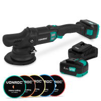 Lucidatrice Rotorbitale PRO 20V – Ø150mm | Incluse 2 Batterie 4.0Ah, Caricabatterie Rapido e 5 Tamponi per Lucidatura