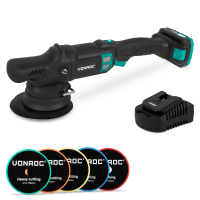 Lucidatrice Rotorbitale PRO 20V – Ø 150mm | Inclusa Batteria 2.0Ah, Caricabatterie Rapido e Set di 5 Tamponi