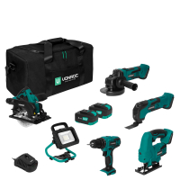 Set elettroutensili VPower 20V - 4.0Ah | Incl. 5 utensili, 2 batterie e caricatore 
