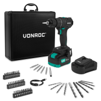 Trapano Avvitatore PRO 20V – Motore Brushless – 40Nm | Con batteria 4.0Ah, caricatore rapido e 46 accessori in valigetta di lusso