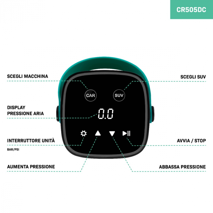 Compressore Aria Portatile 150PSI Con Batteria - Gonfia Pneumatici Auto E Moto In Pochi Minuti - Foto 3