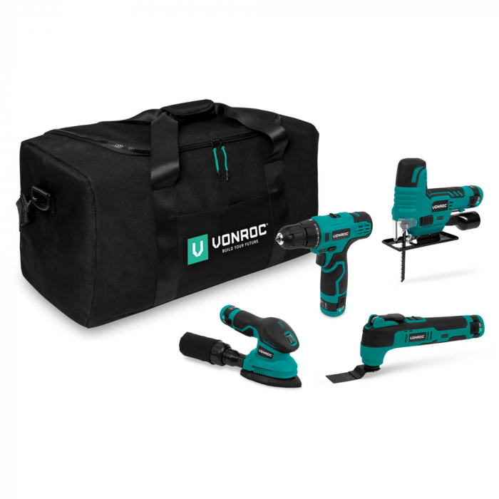 Set di utensili 12V | Incl. 4 macchine, 4 batterie e borsa per utensili main product photo